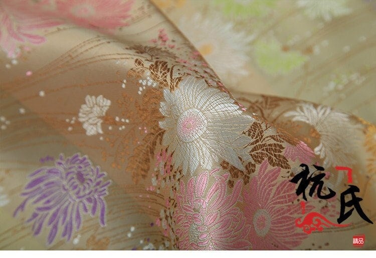 Chrysanthemum Damask Jacquard Brocade Fabric: Kimono Sewing Material