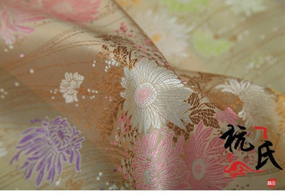 Chrysanthemum Damask Jacquard Brocade Fabric: Kimono Sewing Material