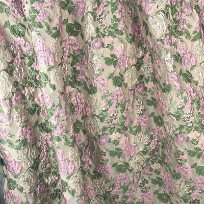 Gold Thread Embossed Jacquard Fabric – Floral Bubble Dress Material, 55 Wide