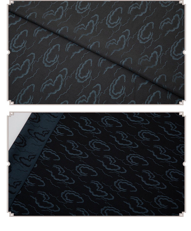 Nishijin Ori Brocade Satin Fabric: Cloud Flowers, Japanese Decor (59" Wide)