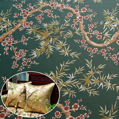 Bamboo Jacquard Fabric: Floral Upholstery, Costume & Decor - 58"W