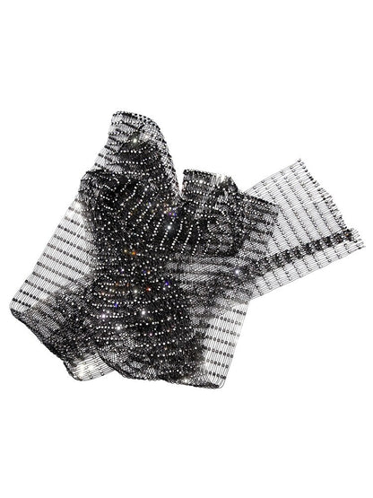Rhinestone Mesh Fabric, Bling Galaxy Design, Sewing Fabric, 5" Wide