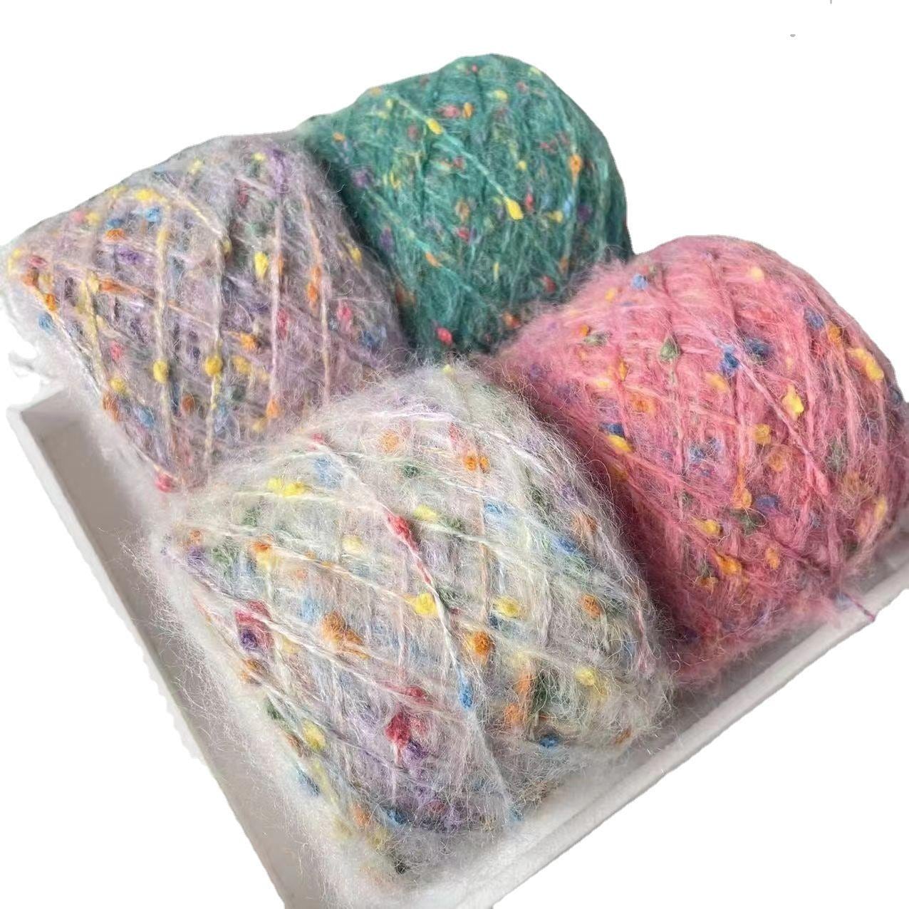 Rainbow Mohair Silk Yarn: Hand-Dyed Lace Knitting, Crochet, Weaving