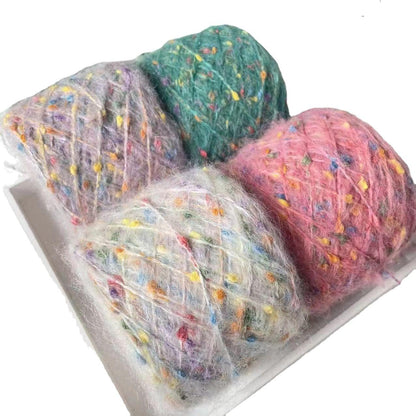 Rainbow Mohair Silk Yarn: Hand-Dyed Lace Knitting, Crochet, Weaving