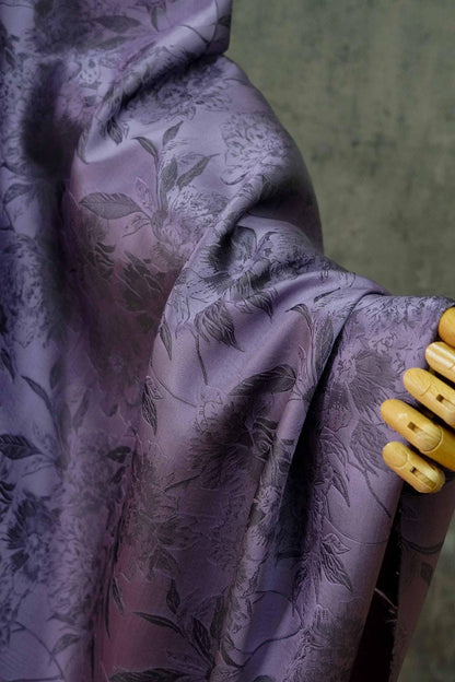 Nishijin Woven Brocade Fabric: Gold Thread Purple Jacquard, 62" Wide - Poppylollipop