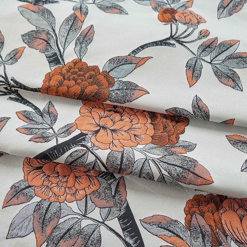 Retro Floral Jacquard Fabric: 3D Designer Upholstery, Costume, Decor