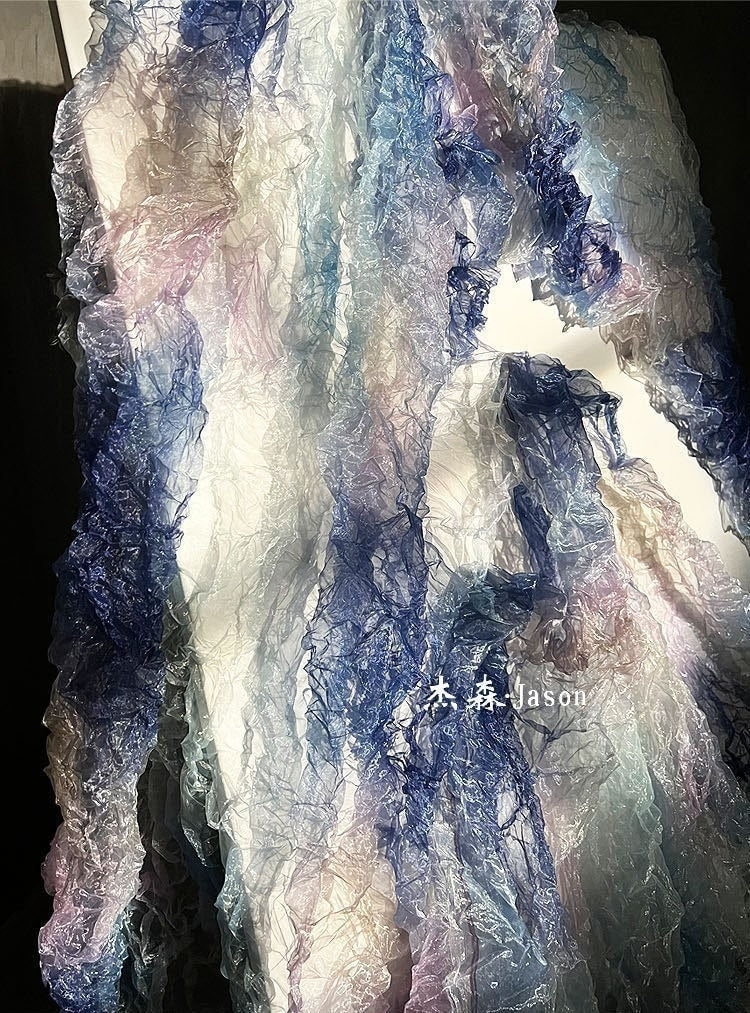 3D Texture Organza Fabric: Irregular Crystal Folds, 55"W