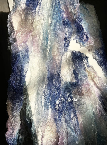 3D Texture Organza Fabric: Irregular Crystal Folds, 55"W