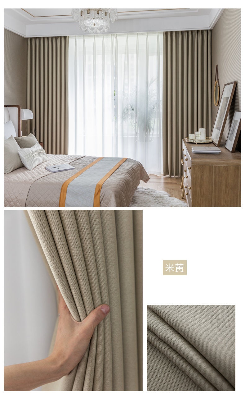 Blackout Curtain Fabric: Double-Sided Cotton Linen, Sunshade Insulation