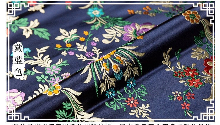 Tissu brocart de soie : motif floral de bégonia, tissu de mariage chinois