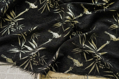 Tissu jacquard bambou doré métallisé : 147 cm de large (ameublement et décoration)