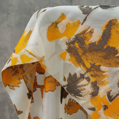 Light Brown 3D Jacquard Organza Fabric: Embossed Texture, 57" Wide