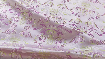Tissu brocart floral rose et violet : 59 pouces, motif floral zen, pour ameublement