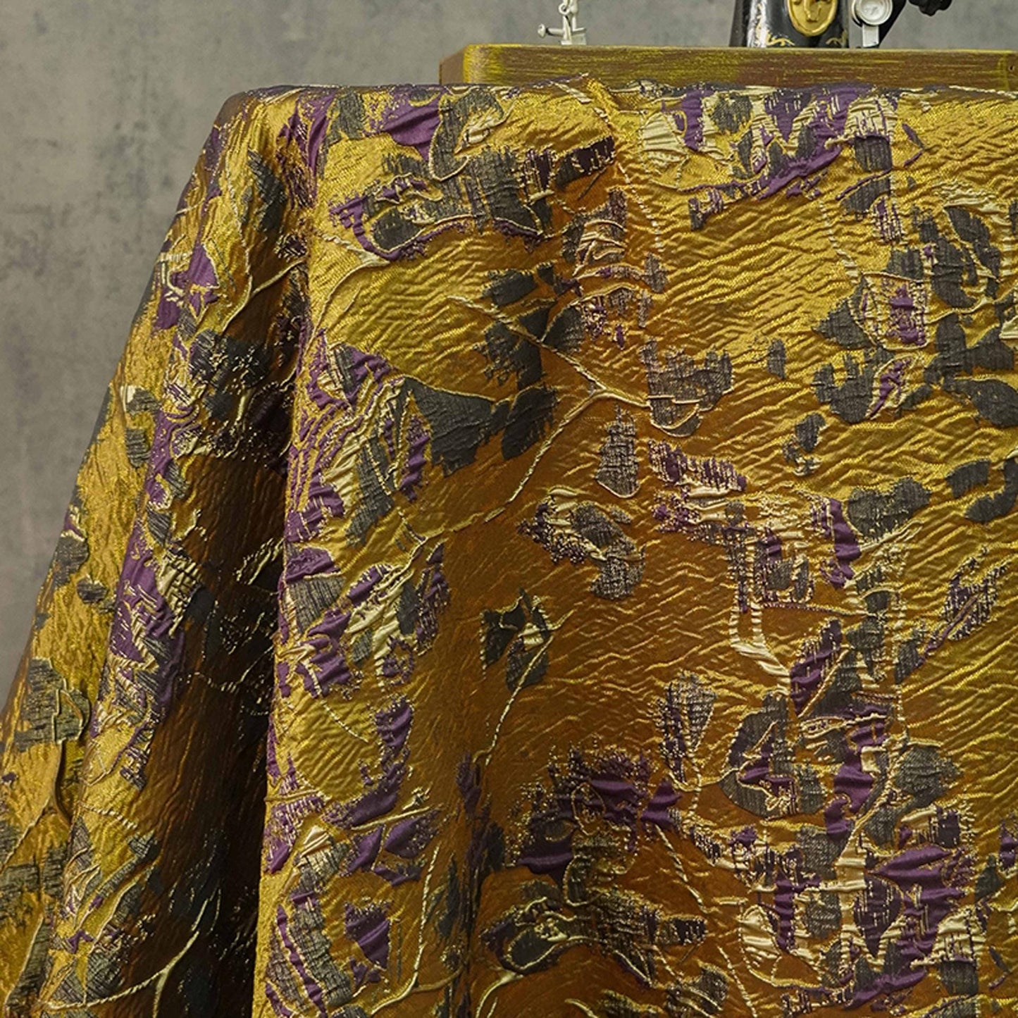 Gold Thread Jacquard Fabric: 3D Texture Upholstery, Costume, Decor - 55"W