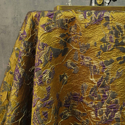 Gold Thread Jacquard Fabric: 3D Texture Upholstery, Costume, Decor - 55"W