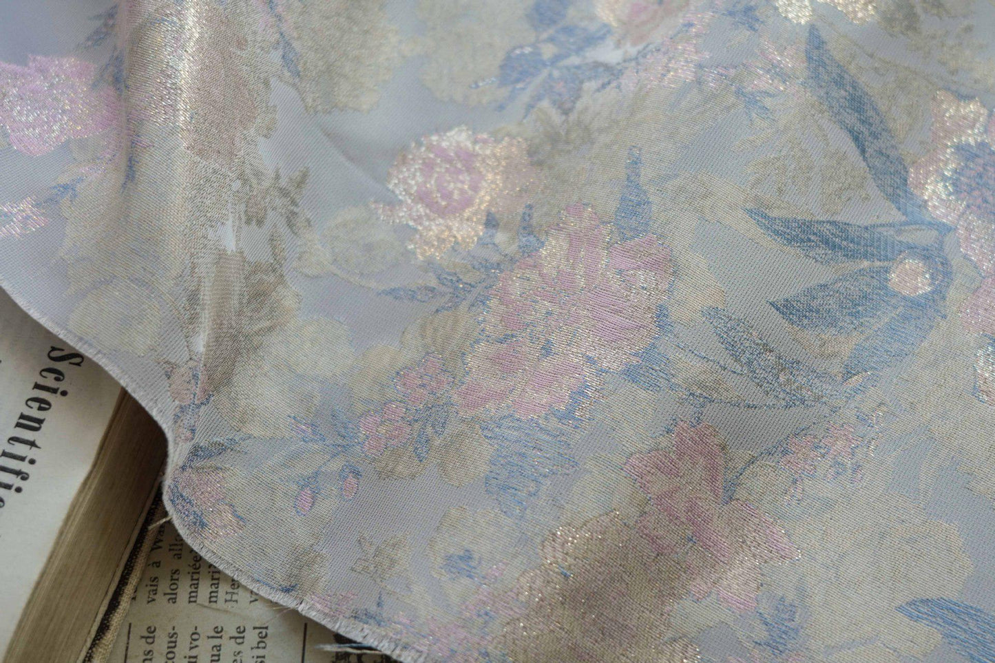 Gold Thread Floral Brocade Fabric: 63"W Chinese Jacquard Damask