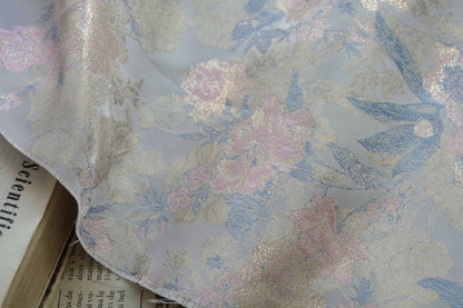 Gold Thread Floral Brocade Fabric: 63"W Chinese Jacquard Damask