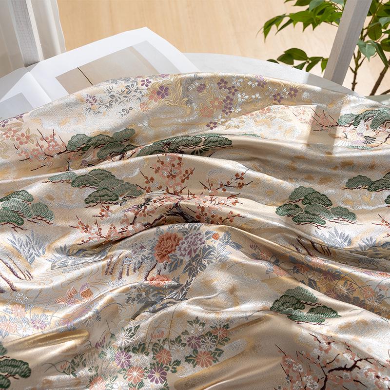 Nishijin Weaving Fabric: Pine, Cypress & Plum Blossom - 59"W Silk Rayon Blend