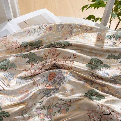 Nishijin Weaving Fabric: Pine, Cypress & Plum Blossom - 59"W Silk Rayon Blend
