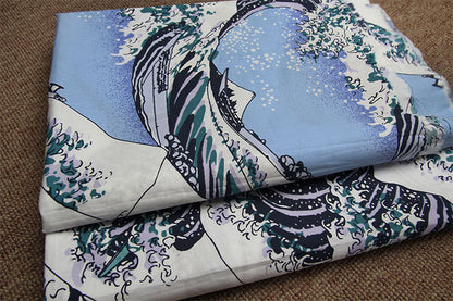 Japanese Waves Print Fabric: Cotton Spandex Blend, Sewing & Upholstery