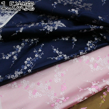 Tissu brocart de soie à motif de fleurs de prunier : tapisserie pour coussin Cheongsam de 150 cm de large