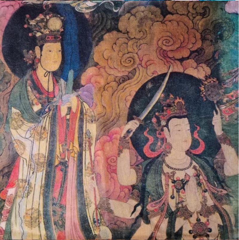 Dunhuang Fresco Fabric: Asian Vintage Style Cotton (43"W)