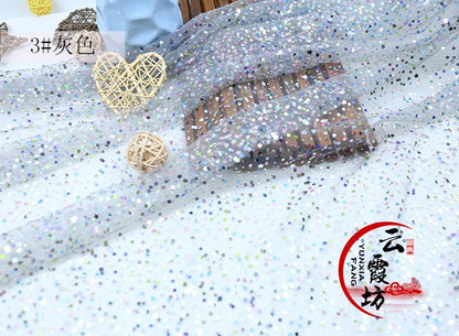 Tissu en tulle à paillettes : motif Bronzing Foli, 150 cm de large, pour cosplay DIY