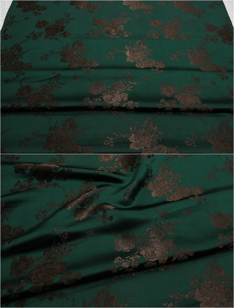 Tissu brocart jacquard à motifs floraux : mélange de soie et de rayonne de style chinois