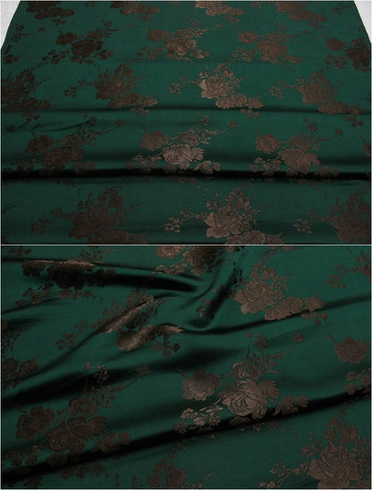 Tissu brocart jacquard à motifs floraux : mélange de soie et de rayonne de style chinois