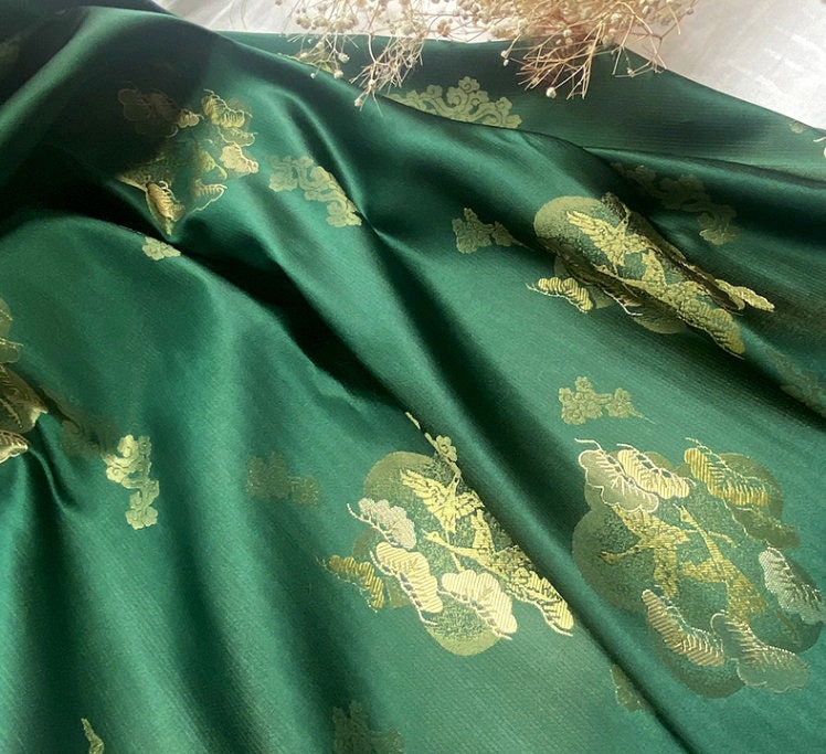 Nishijin Brocade Fabric: Japanese Weaving with Gold Thread (29.5"/59" Width)