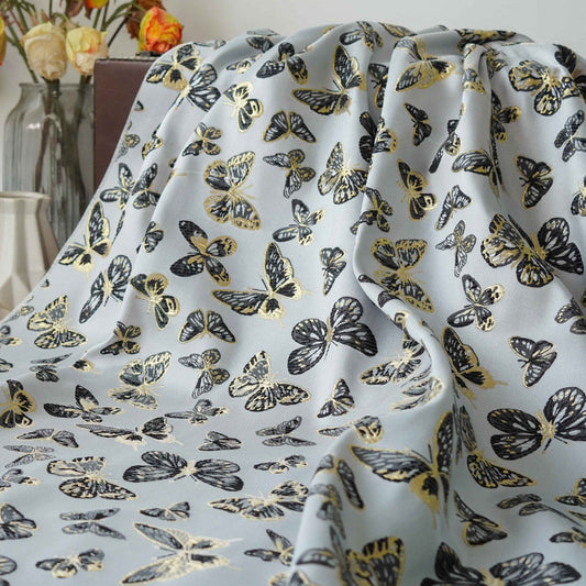 Tissu jacquard papillon à fil doré : largeur 150 cm, vendu au mètre pour l’ameublement et les rideaux