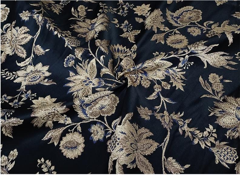Retro Palace Jacquard Fabric: 55"W Damask Floral Upholstery Fabric