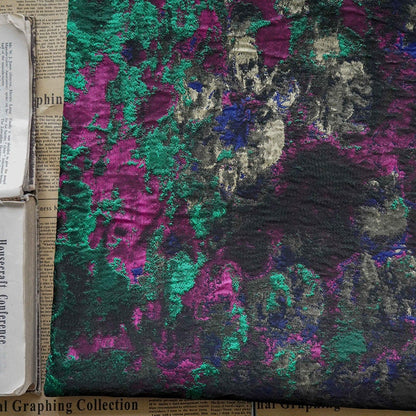 Embossed Jacquard Fabric: Retro Dark Green Bronzing Metallic Designer Fabric