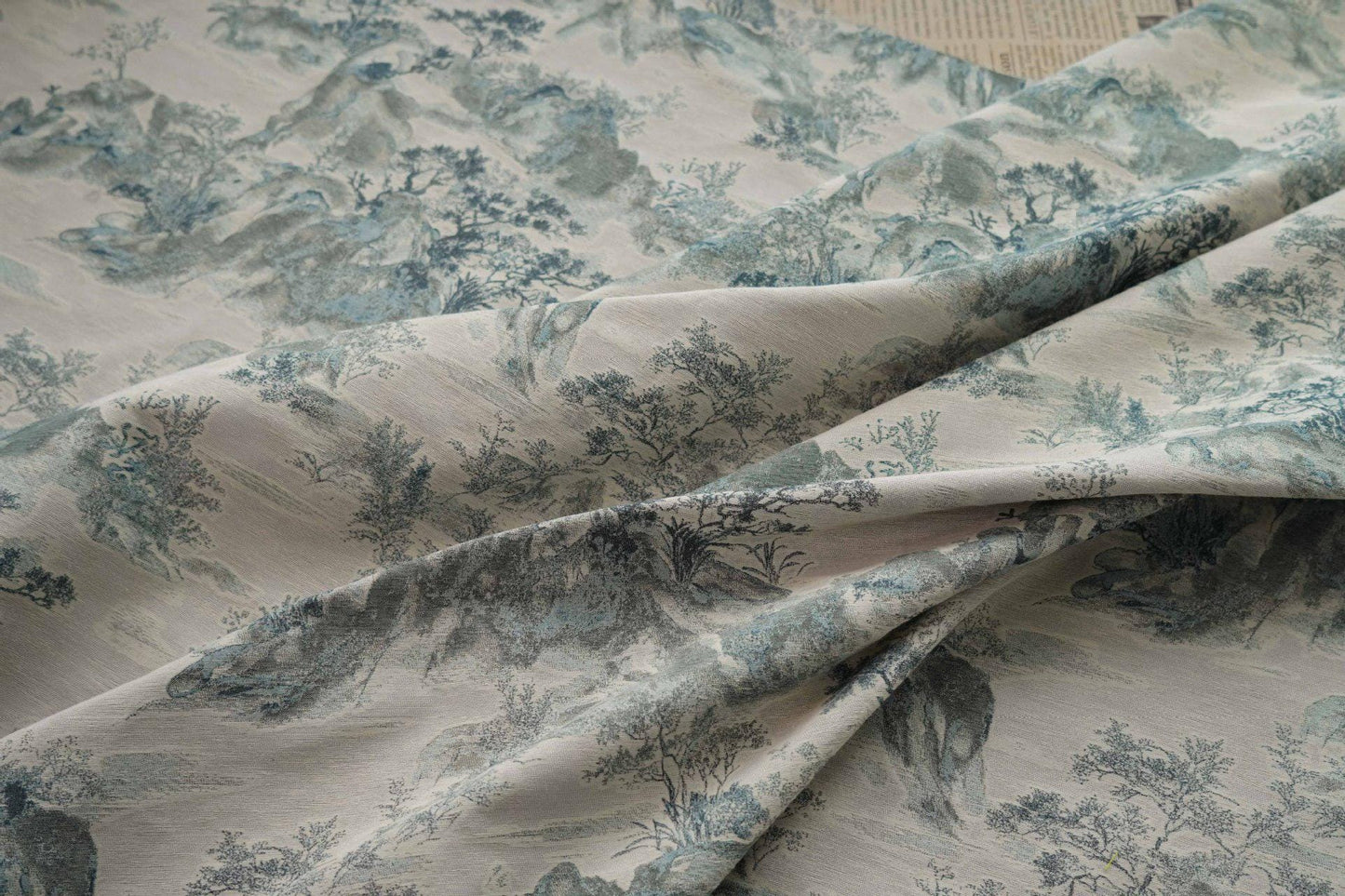Chinese Landscape Jacquard Fabric: Elegant Upholstery & Dress Sewing (60"W)