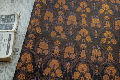 Luxury European Black Rose Scroll Jacquard Fabric ��� Elegant Brocade for Vest, Costume, Upholstery & Dress