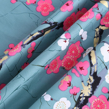 Japanese Floral Print Cotton Fabric: Kimono Dress Sewing Material