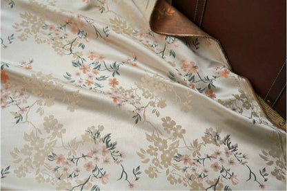 Floral Print Satin Fabric: Soft Polyester Material, 65" Wide