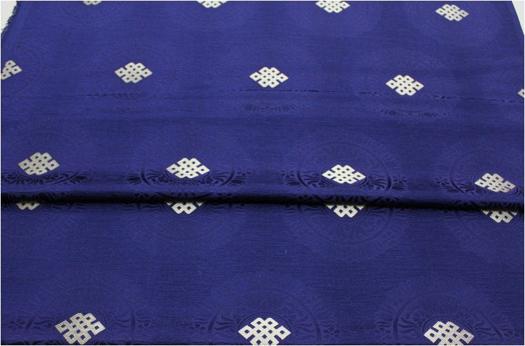 Buddha Symbol Brocade Fabric: 29.5"W Floral Jacquard Satin