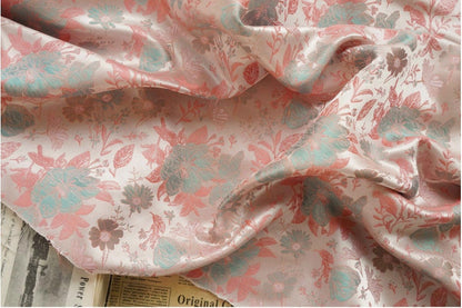 Floral Silk Brocade Fabric: Jacquard Damask for Upholstery & Costume