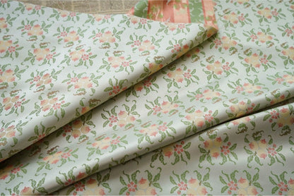 Peach Blossom Jacquard Fabric, Vintage Style, Costume, Upholstery
