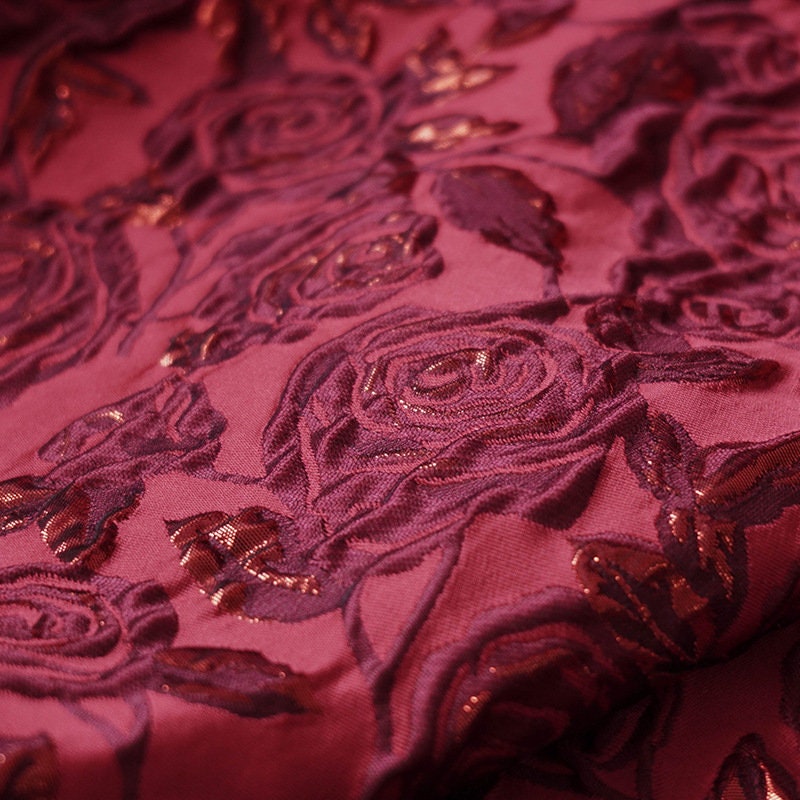 Gold Thread Floral Jacquard Fabric - 52" Wide, Prom/Upholstery