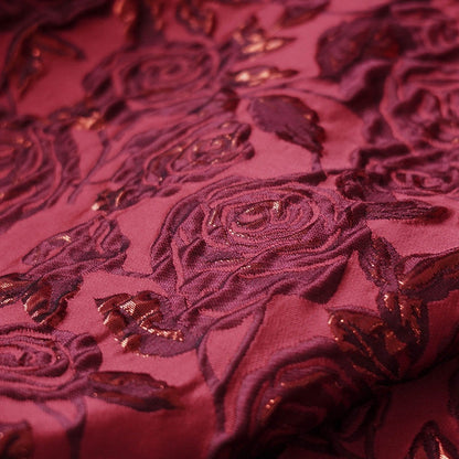 Gold Thread Floral Jacquard Fabric - 52" Wide, Prom/Upholstery