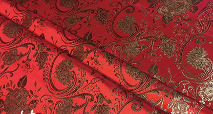 Tissu brocart à motifs floraux : Jacquard de soie et rayonne style palais rétro