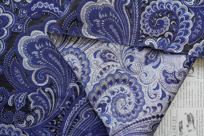 French Abstract Floral Jacquard Fabric: Gold Thread Embossed Woven - 63"W