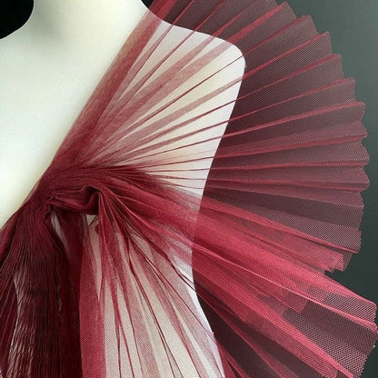 Pleated Tulle Fabric: 59" Wide Stiff Mesh, Designer Wedding Material