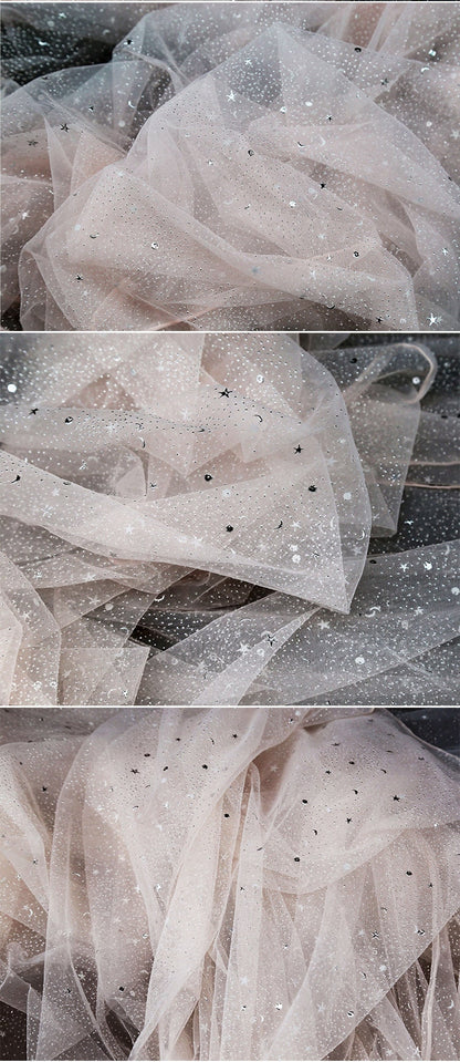 Galaxy Organza Fabric: Silver Foil Sheer Wedding Material