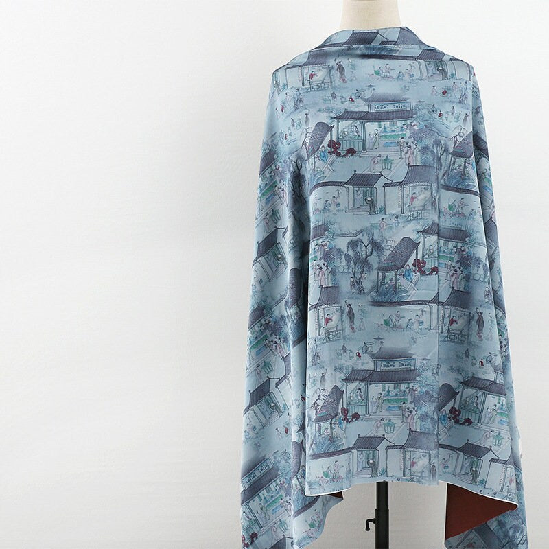 Tang Dynasty Painting Silk Fabric: Gambiered Canton Gauze (59"W)