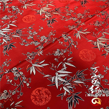 Bamboo Leaf Silk Brocade Fabric: 29.5"W Jacquard Damask