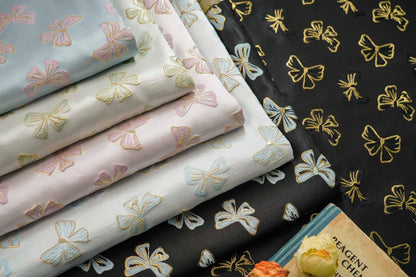 Butterfly Jacquard Fabric: Gold Thread Rayon Blend, 59" Wide By The Meter