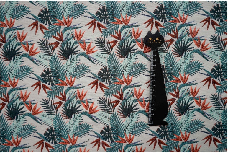 Red and Green Bamboo Fabric: Retro Upholstery, Costume, Decor